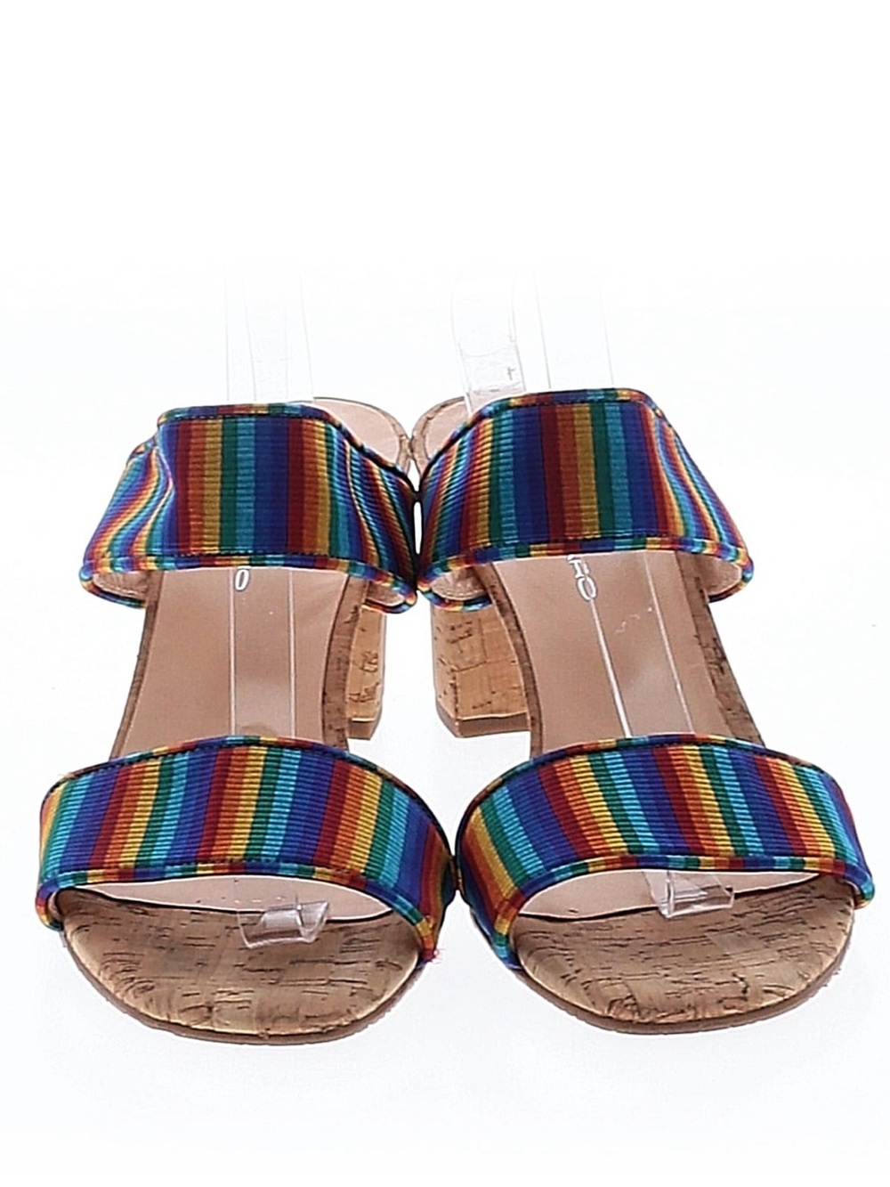Brenda Zaro Rainbow Stripe Cork Block Heel Sandals Size EU 41